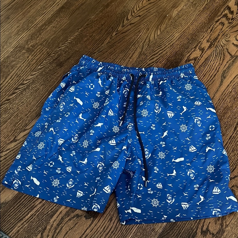 Brooks Brothers Blue Kids Swim Trunks